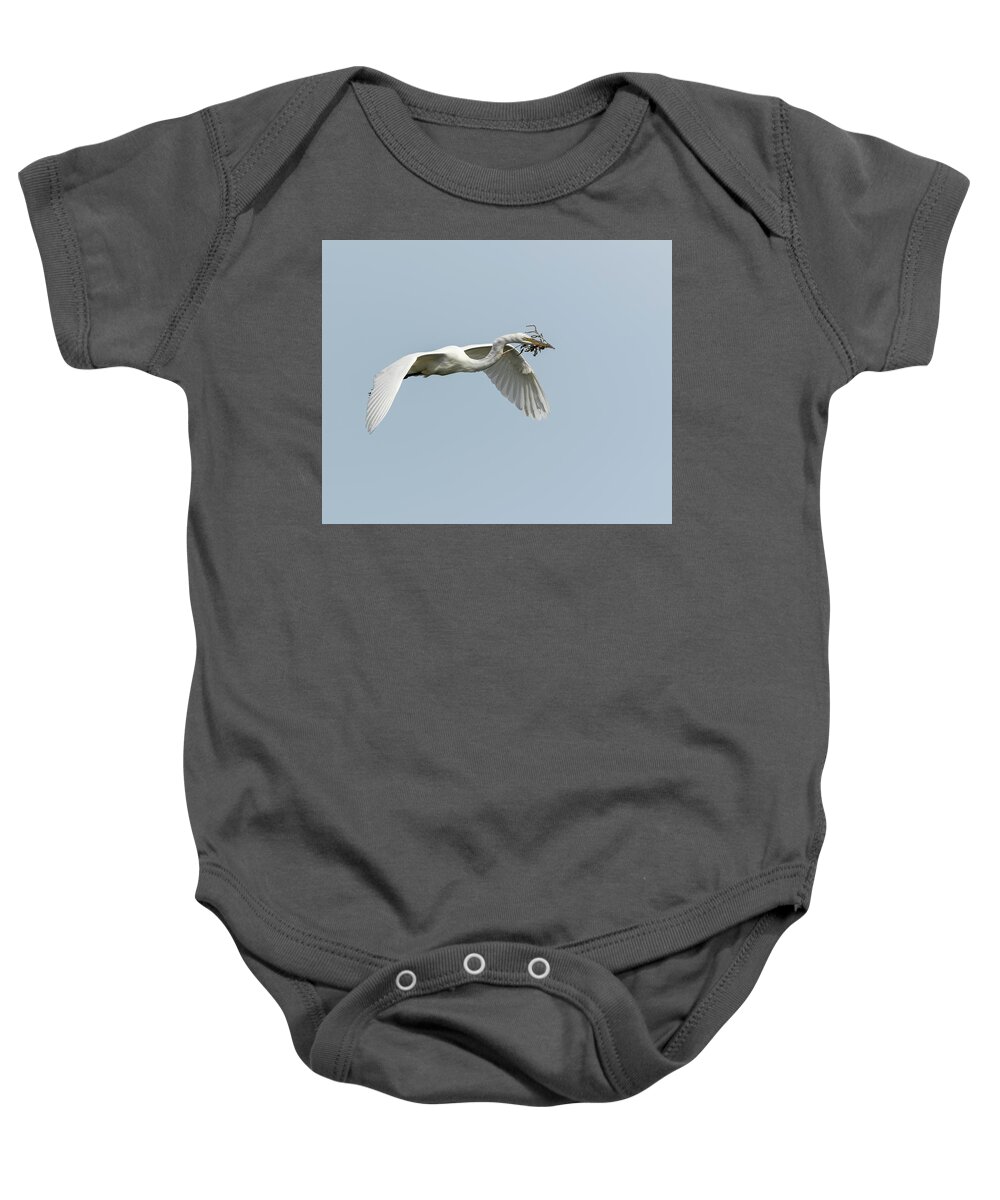Great Egret Baby Onesie featuring the photograph White Egret 2016-1 by Thomas Young