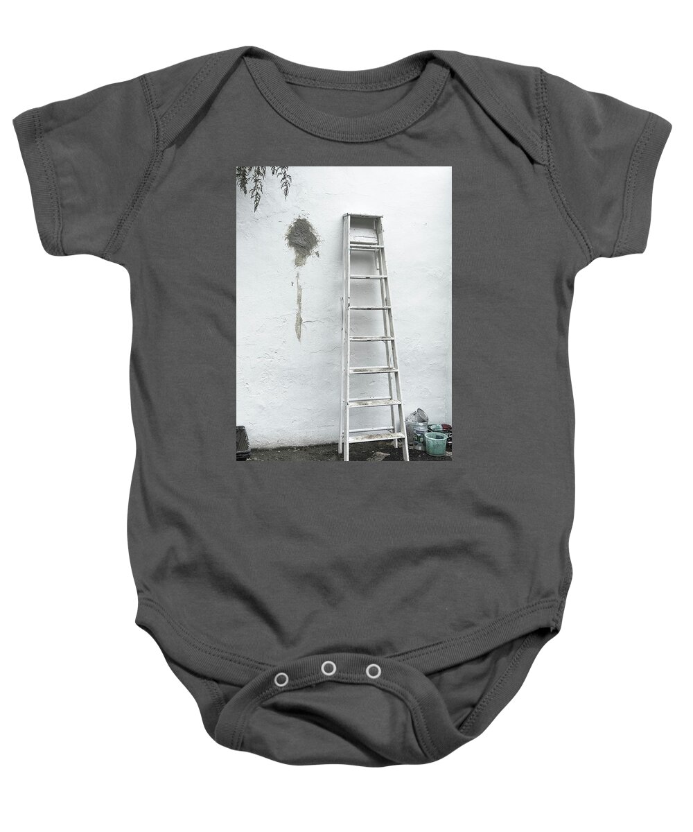 He Brattleboro Retreat Meadows Baby Onesie featuring the photograph White Ladder by Tom Singleton
