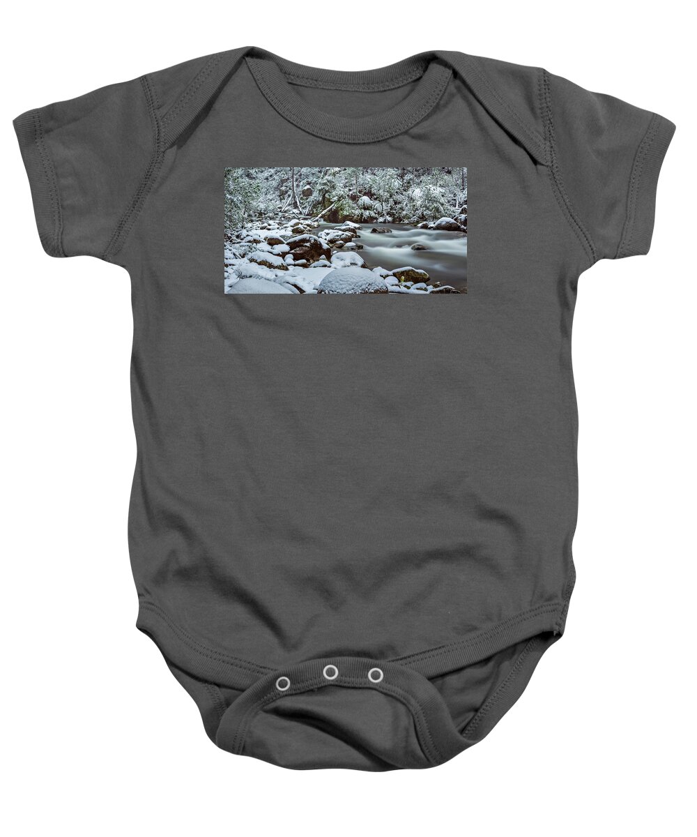 Winter Baby Onesie featuring the photograph White on Green by Mark Lucey