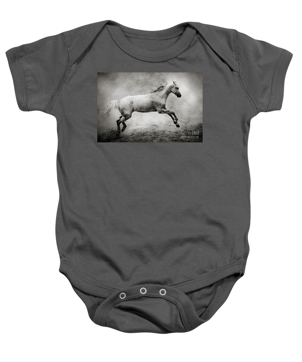 Horse Baby Onesie featuring the photograph White Stallion by Dimitar Hristov