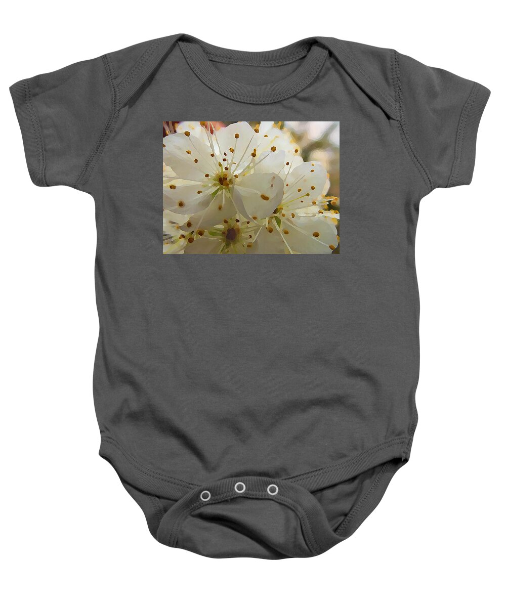 Flowers Baby Onesie featuring the mixed media Wild Sand Plum by Shelli Fitzpatrick