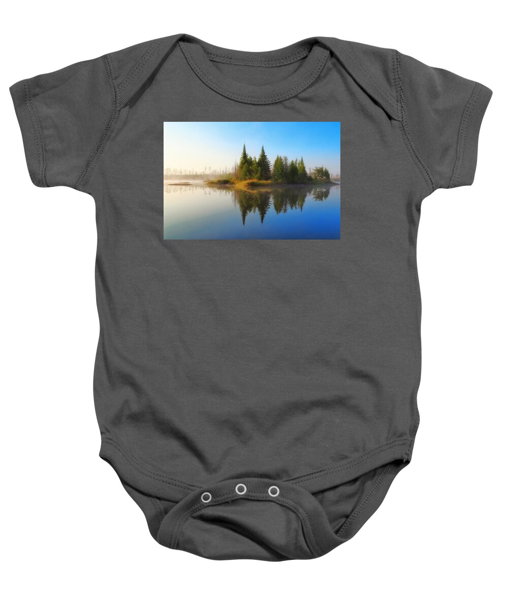Minnesota Baby Onesie featuring the photograph Wilderness Morning by Hans Brakob