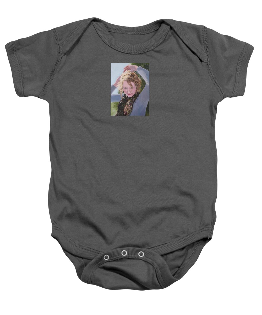 Portrait Baby Onesie featuring the painting Willow in the Winter Sun by Connie Schaertl