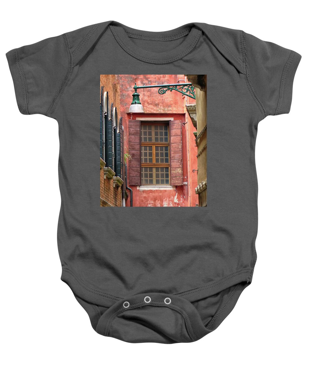 Venice Baby Onesie featuring the photograph Window in Venice by Dave Mills