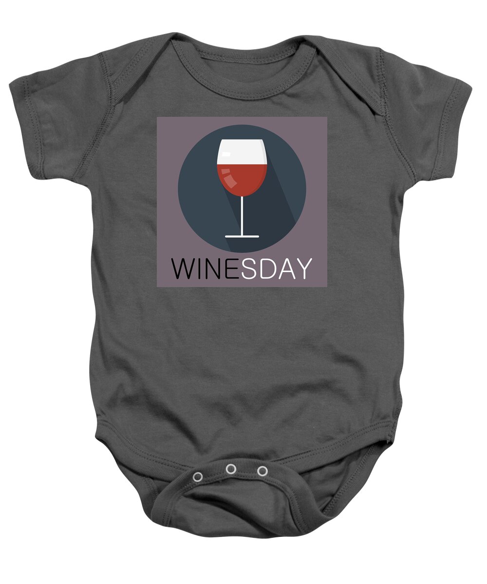 Wine Baby Onesie featuring the painting Wine Poster Print - It's Winesday by Beautify My Walls