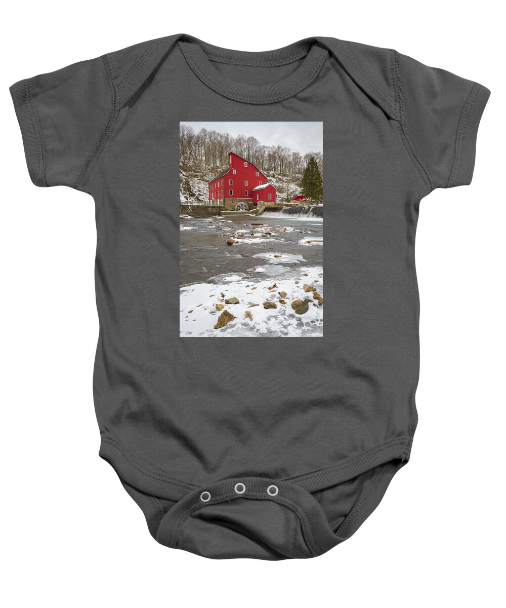 Winter Baby Onesie featuring the photograph Winter Mill by Mark Rogers