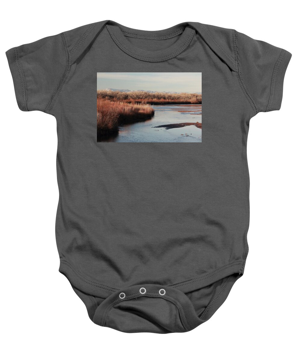 Winter Baby Onesie featuring the photograph Winter on the Rio Grande by David Diaz