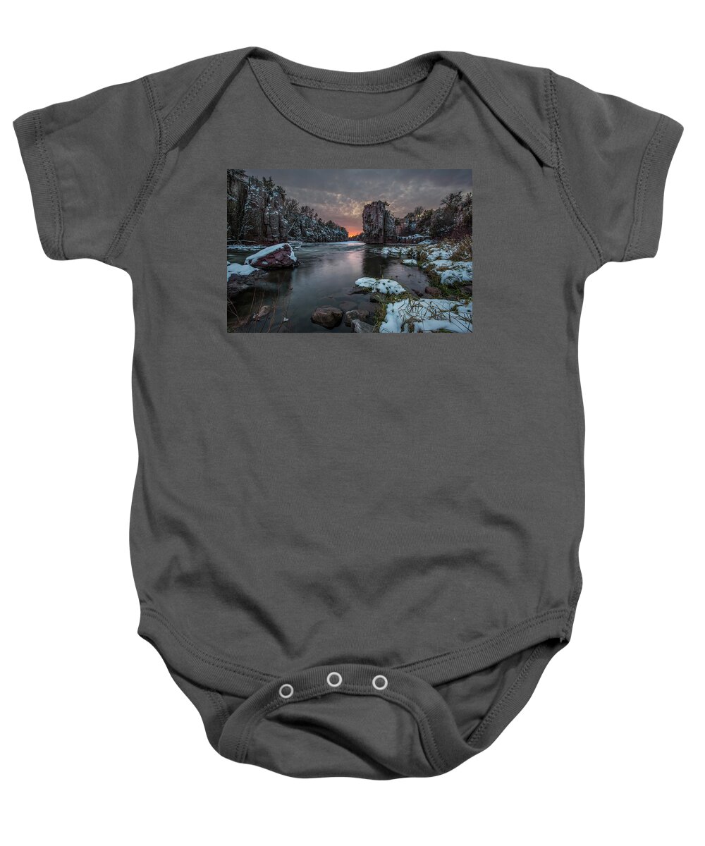 Palisades State Park Baby Onesie featuring the photograph Winter Storm by Aaron J Groen