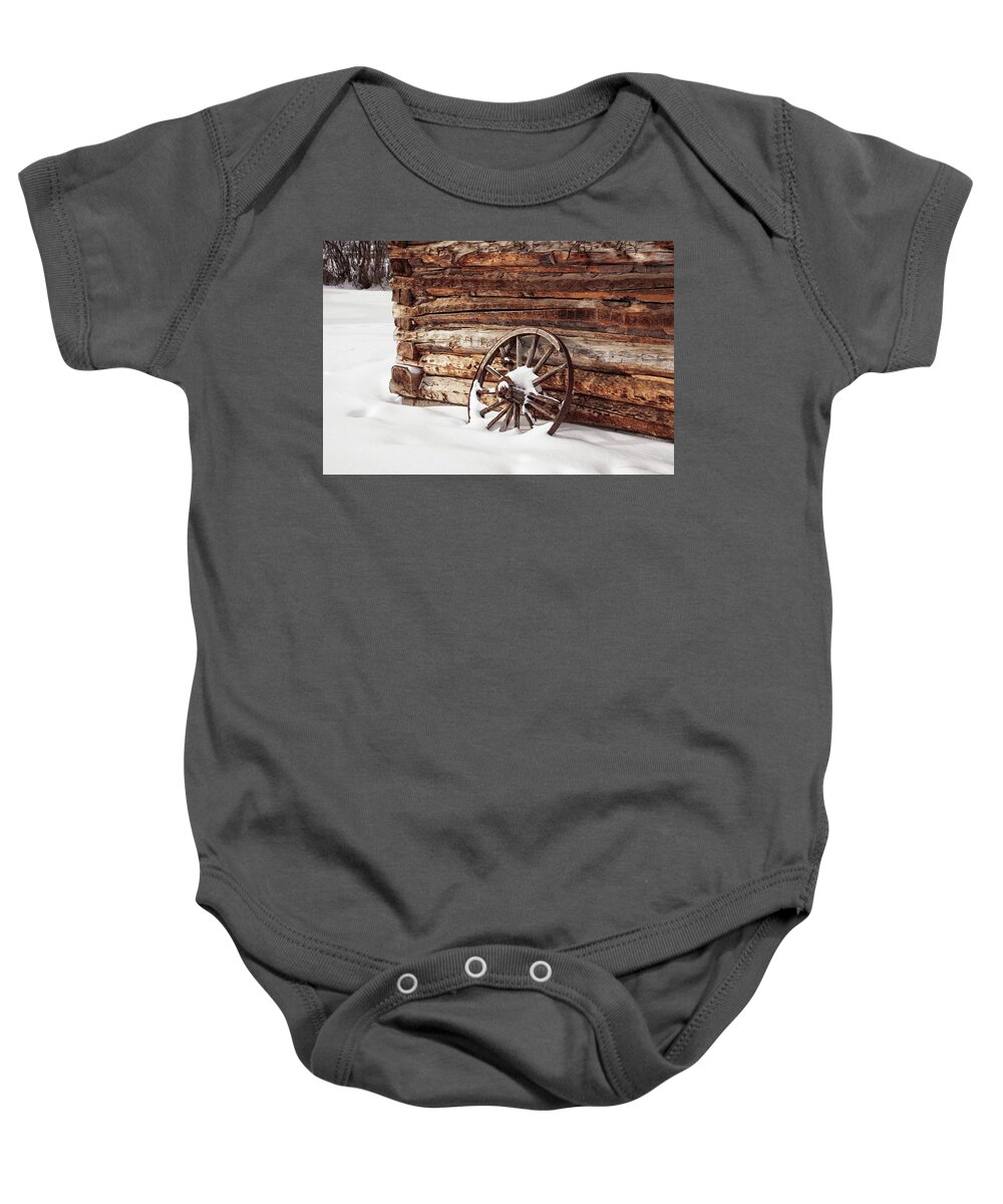 Snow Baby Onesie featuring the photograph Winter Wheel Color by Allan Van Gasbeck