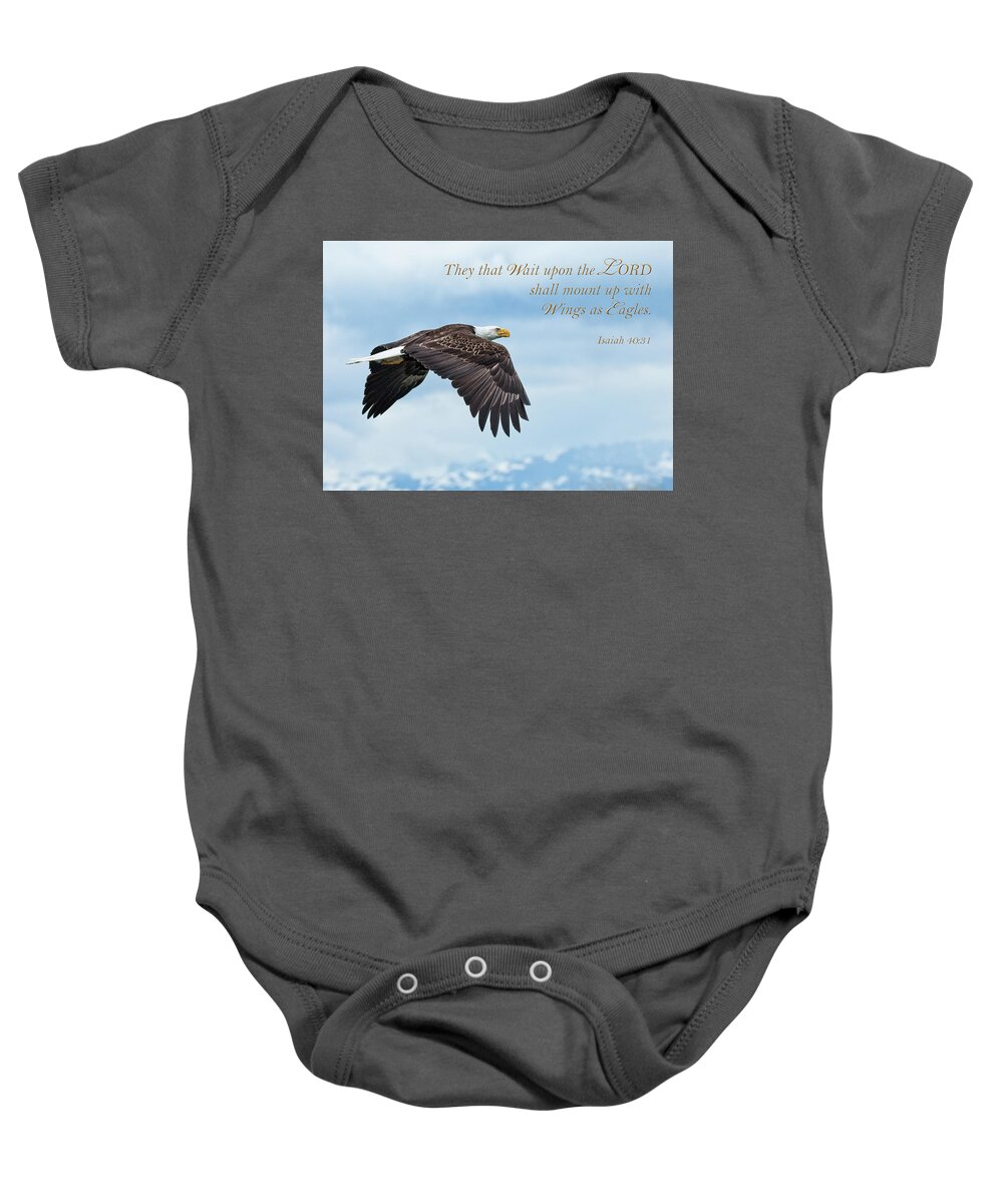 Alaska Baby Onesie featuring the photograph With Wings as Eagles by James Capo