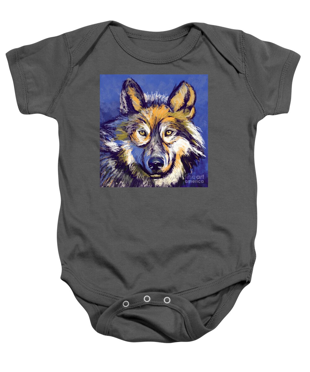 Wolf Baby Onesie featuring the painting Wolf by Tim Gilliland