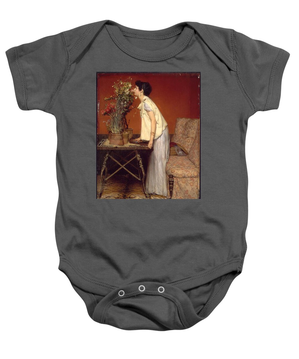 Woman And Flowers Baby Onesie featuring the painting Woman and Flowers by MotionAge Designs