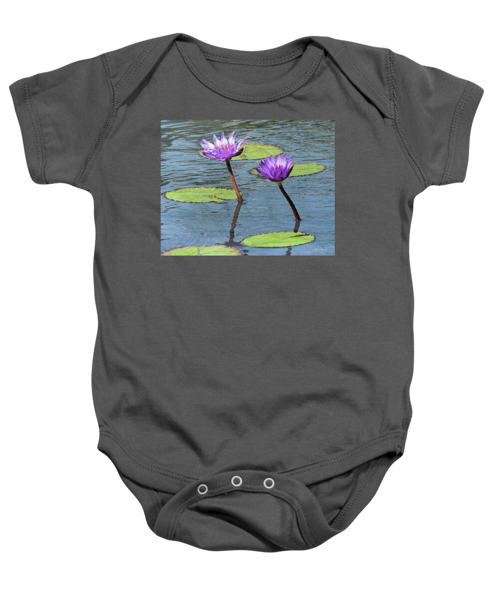 Water Lilies Baby Onesie featuring the photograph Wood Enhanced Water Lilies by Rosalie Scanlon