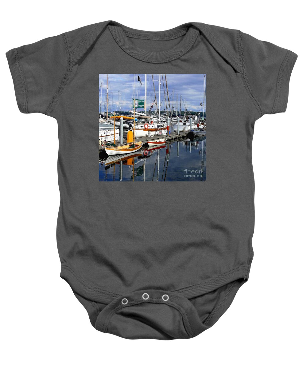 Wooden Boats-boats Baby Onesie featuring the photograph Wooden Boats on the Water by Scott Cameron
