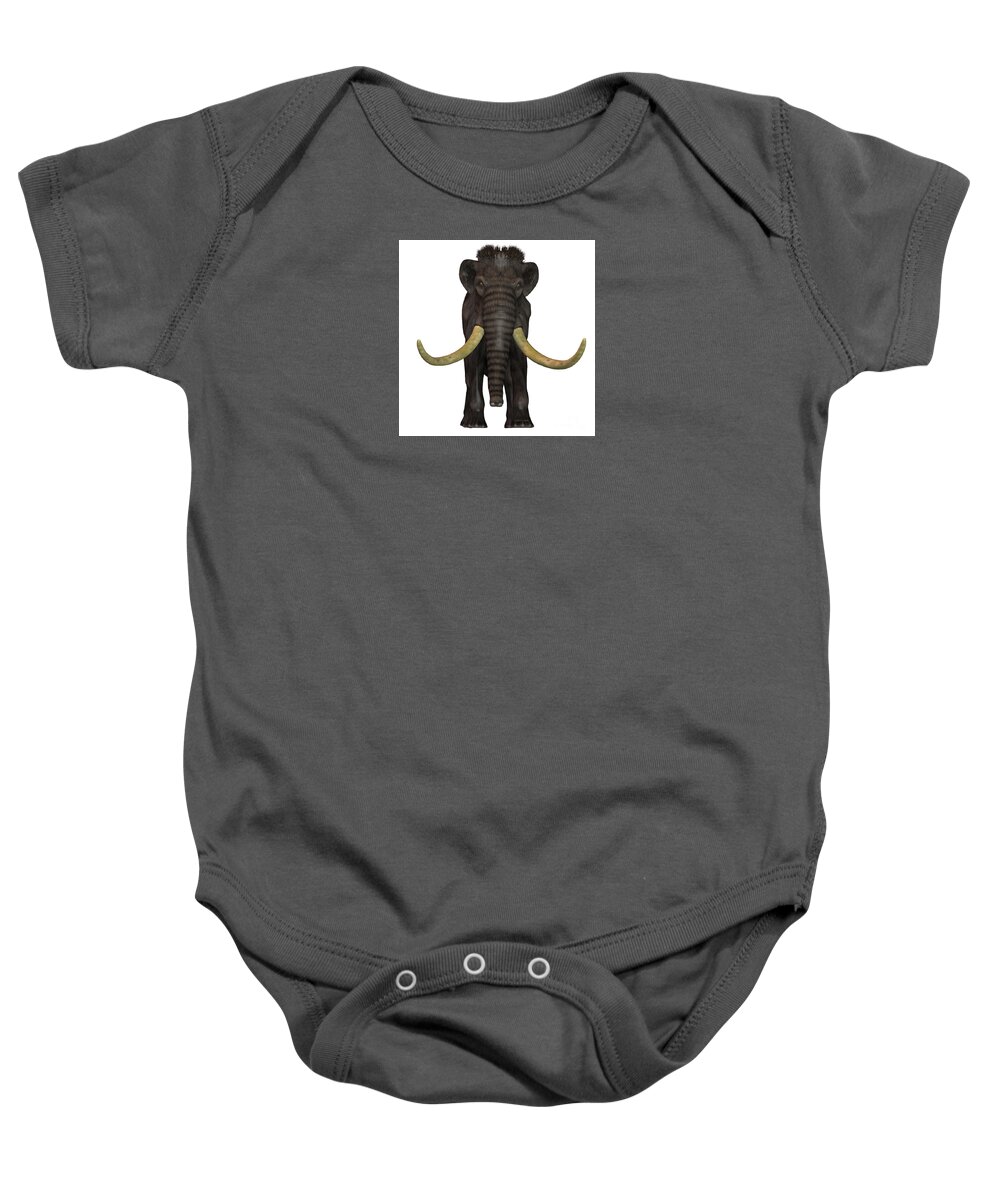 Woolly Mammoth Baby Onesie featuring the painting Woolly Mammoth Front by Corey Ford
