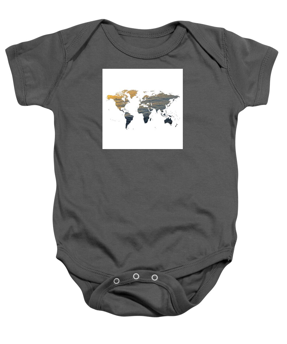World Map Baby Onesie featuring the photograph World Map - Ocean Texture by Marianna Mills