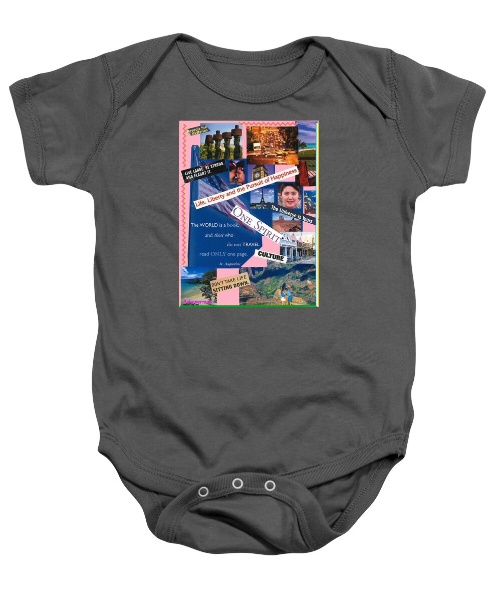 Collage Art Baby Onesie featuring the mixed media What a Wonderful World by Susan Schanerman