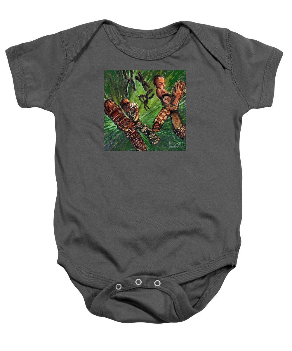 Human Baby Onesie featuring the painting XX Chromosomes Microbiology Landscapes Series by Emily McLaughlin