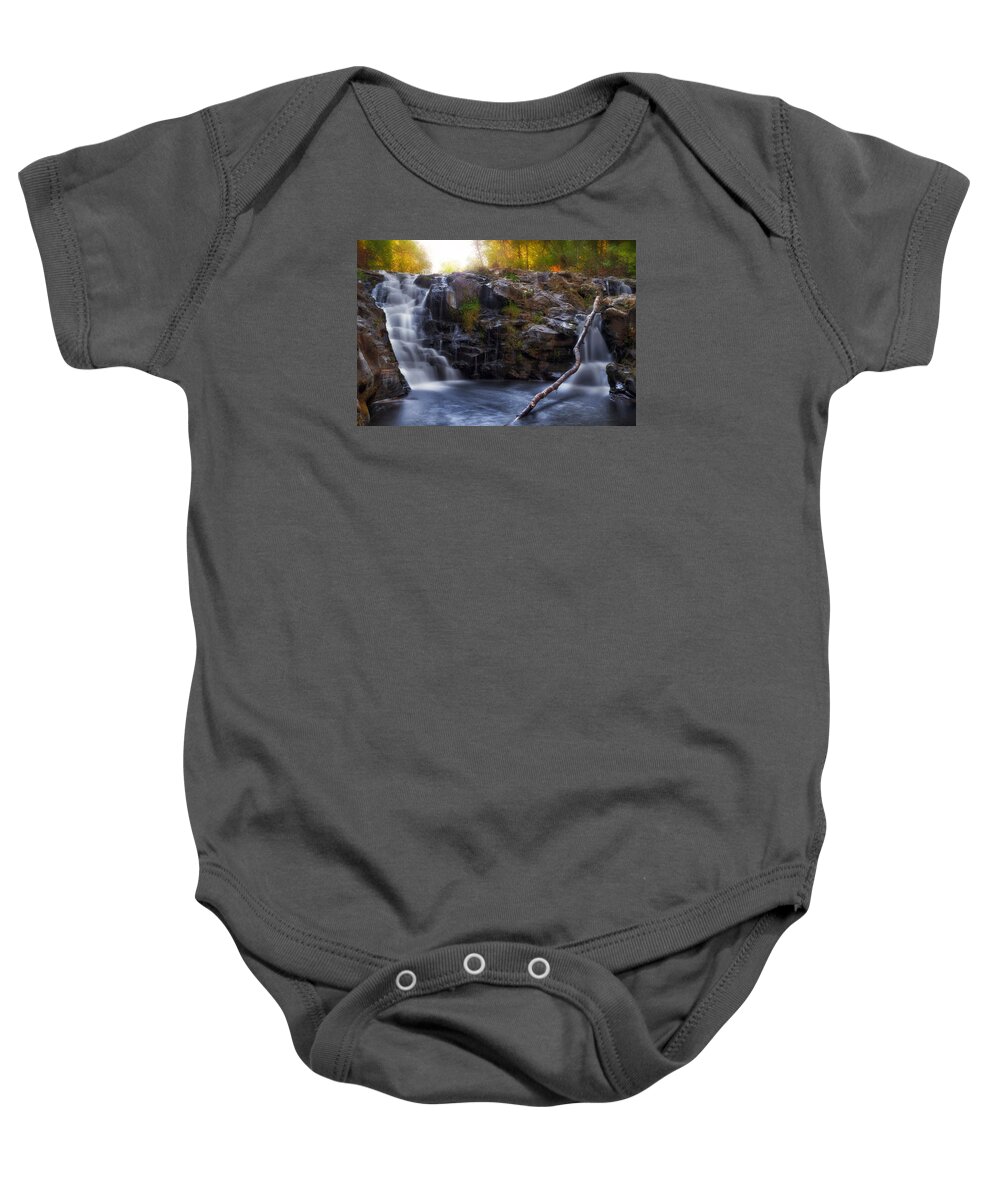 Yacolt Falls Baby Onesie featuring the photograph Yacolt Falls in Autumn by David Gn
