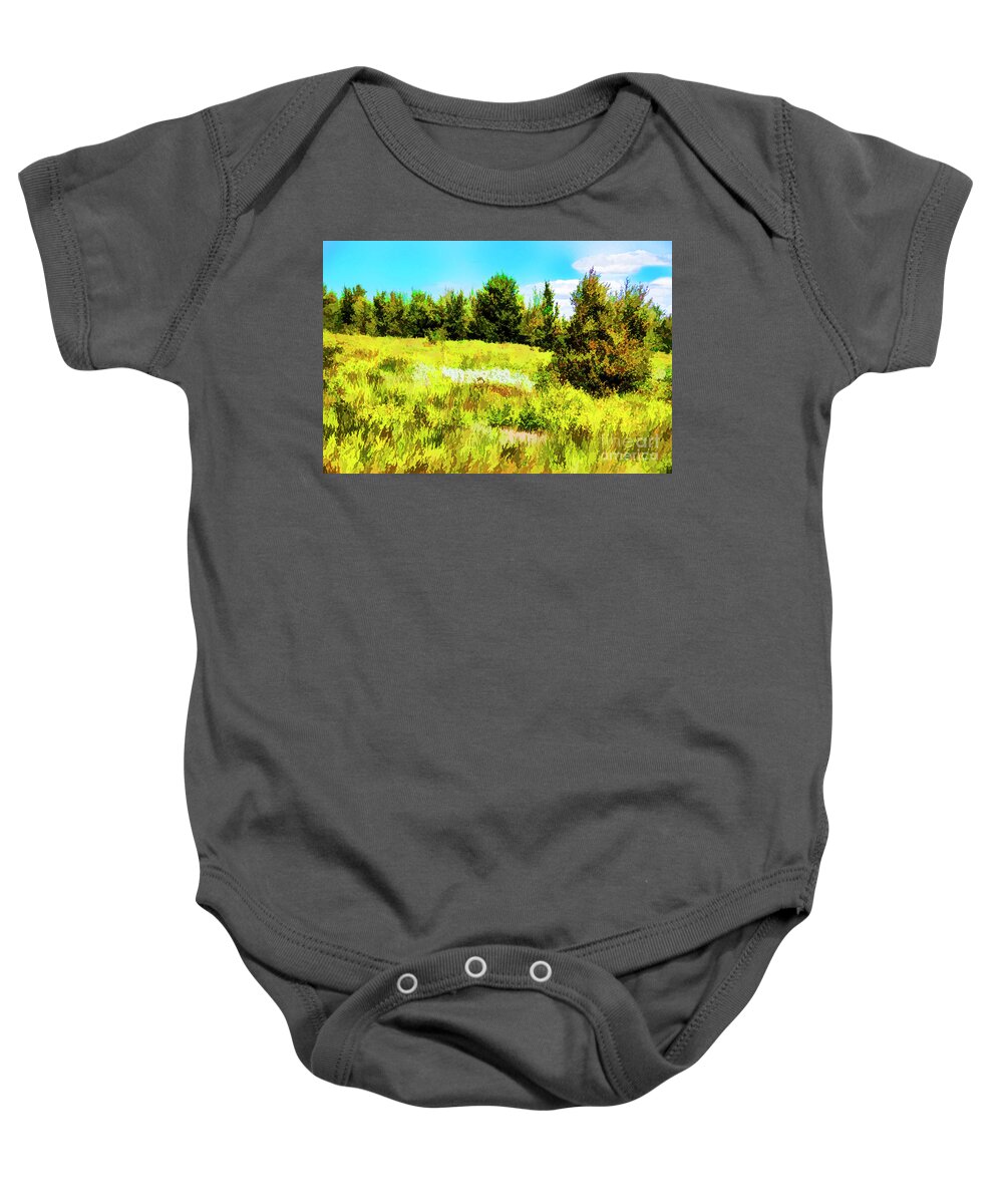 Landscapes Iceland Baby Onesie featuring the digital art Yellow Hill by Rick Bragan