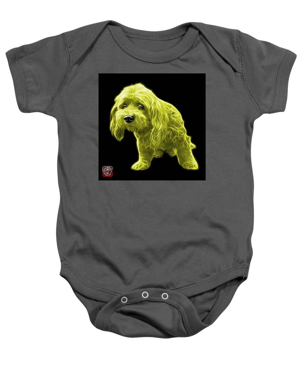 Lhasa Apso Baby Onesie featuring the painting Yellow Lhasa Apso Pop Art - 5331 - bb by James Ahn
