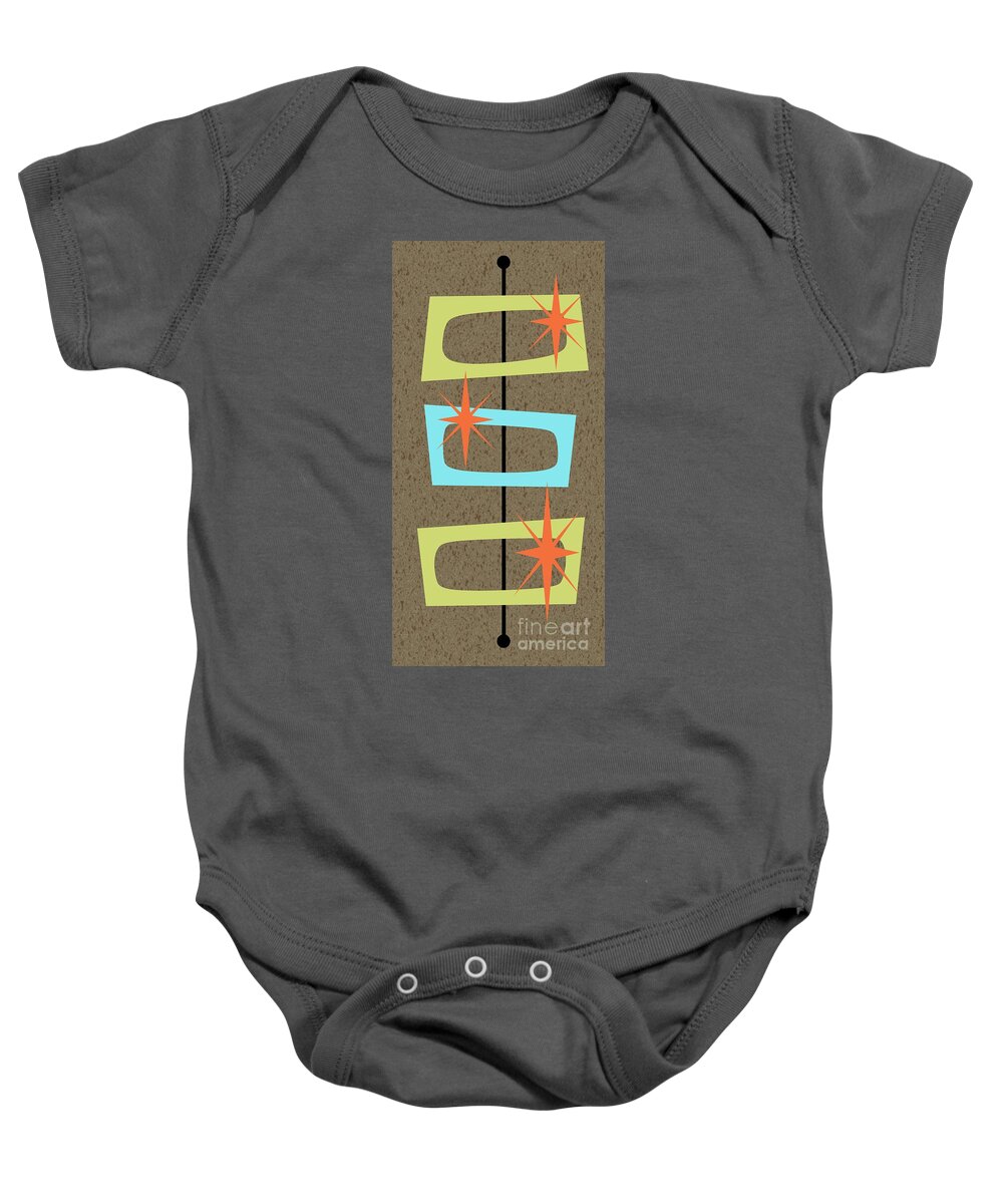  Baby Onesie featuring the digital art Yellow Turquoise Orange Mid Century Rectangles by Donna Mibus