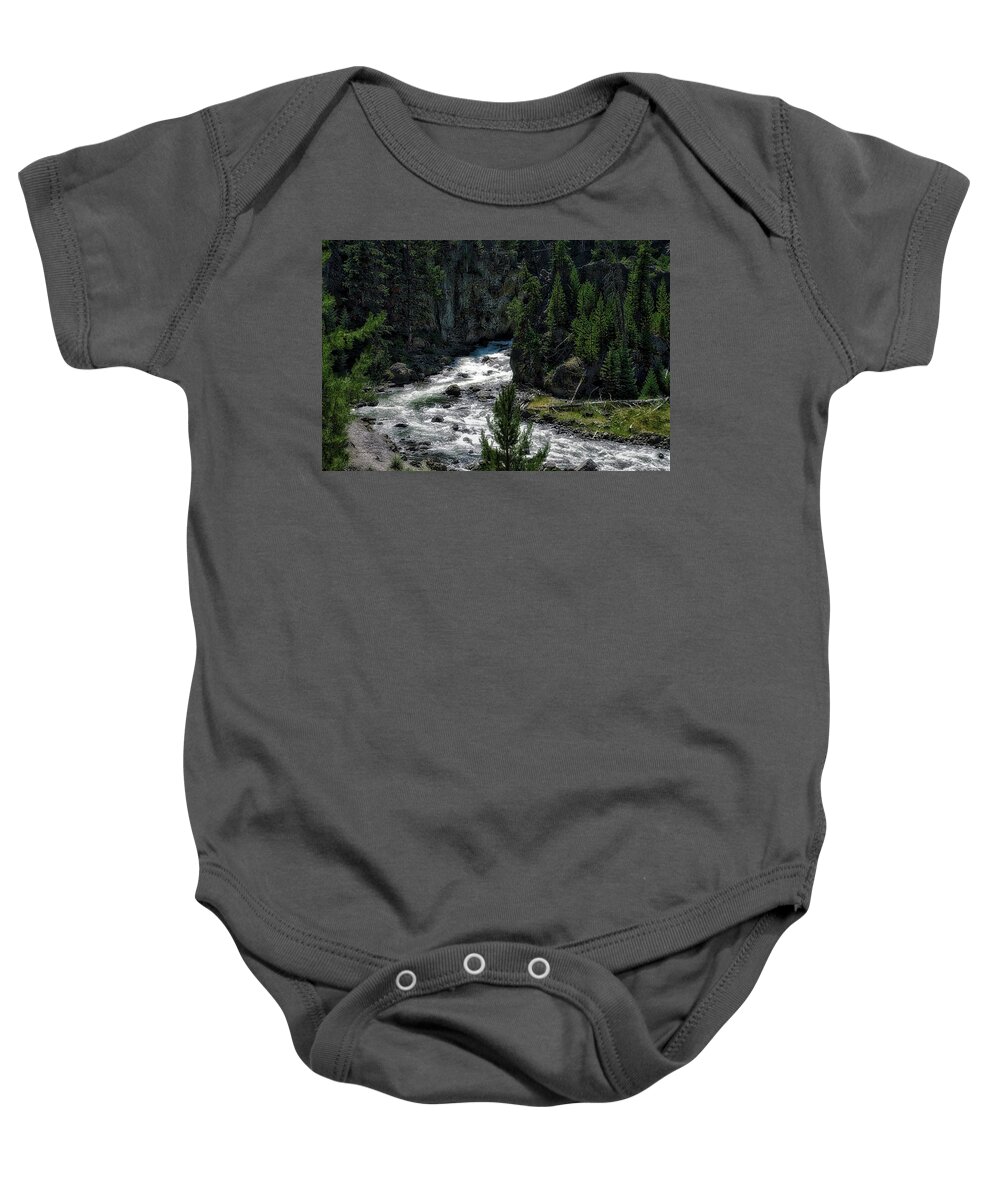 Firehole Canyon Baby Onesie featuring the photograph Yellowstone Park At Firehole Canyon In August PA 03 by Thomas Woolworth
