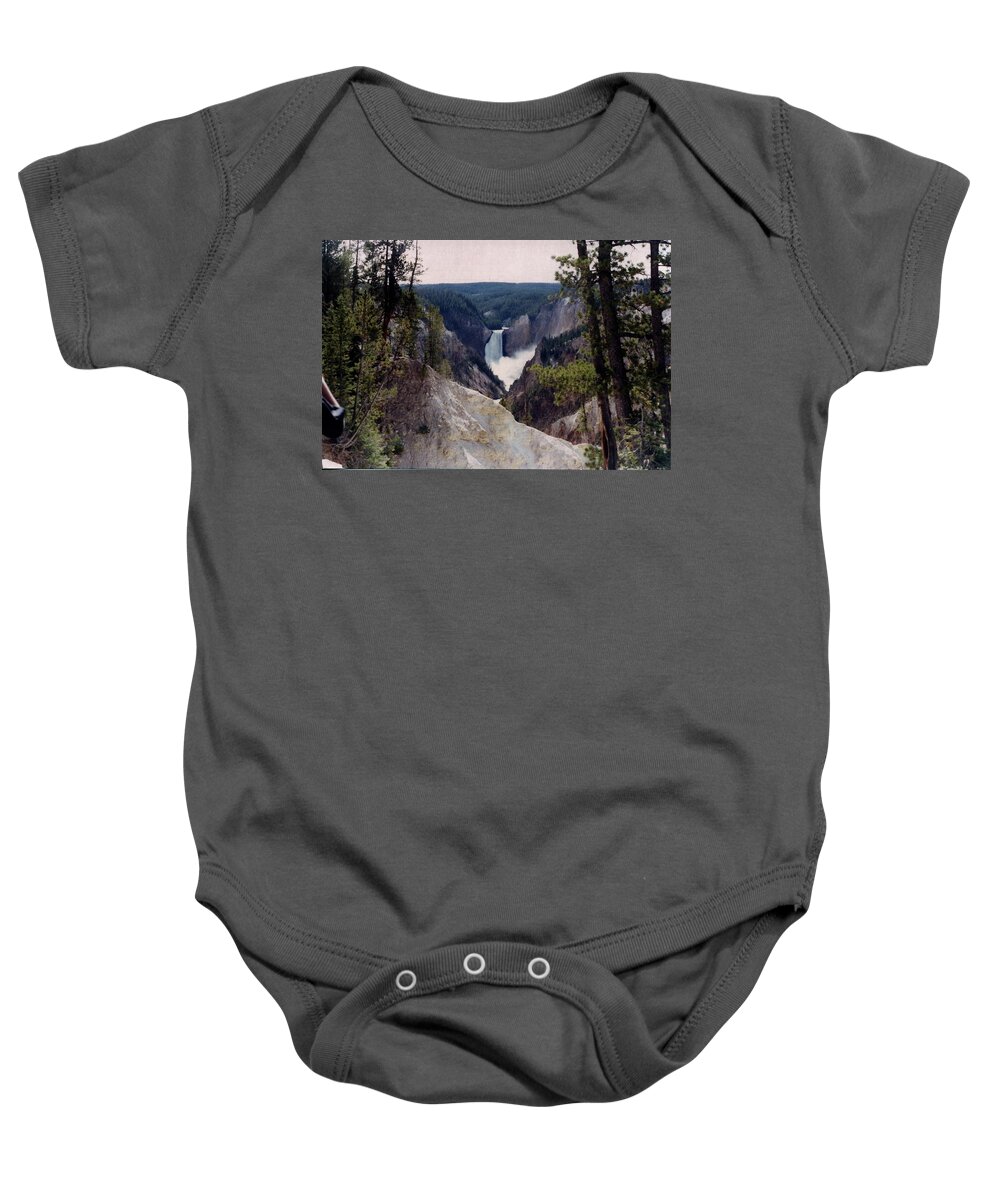 Yellow Stone Baby Onesie featuring the photograph Yellowstone Water Fall by Jerry Battle