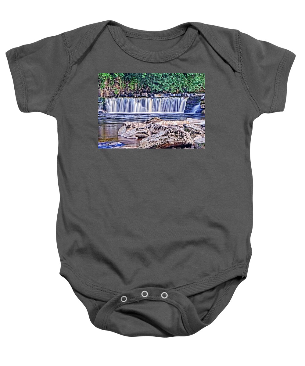 Richmond Falls Baby Onesie featuring the photograph Yorkshire Dales Waterfall by Martyn Arnold