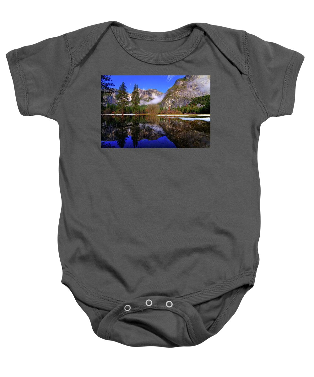 Yosemite Baby Onesie featuring the photograph Yosemite Winter Reflections by Greg Norrell