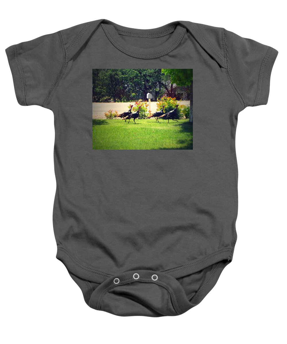 Turkeys Baby Onesie featuring the photograph You Have Male by Joyce Dickens
