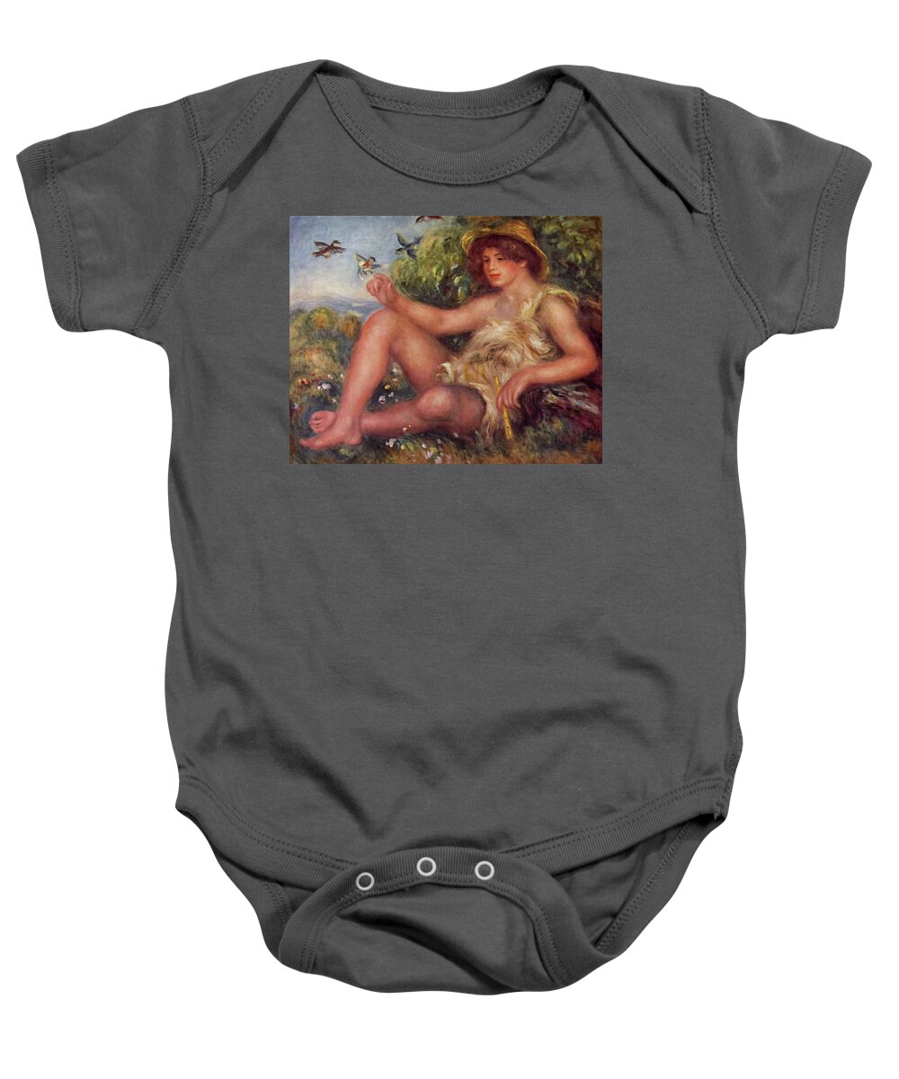 Young Baby Onesie featuring the painting Young Shepherd by Auguste Renoir