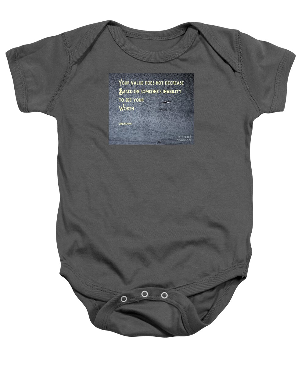 Your Value Baby Onesie featuring the photograph Your Value by Sharon Elliott