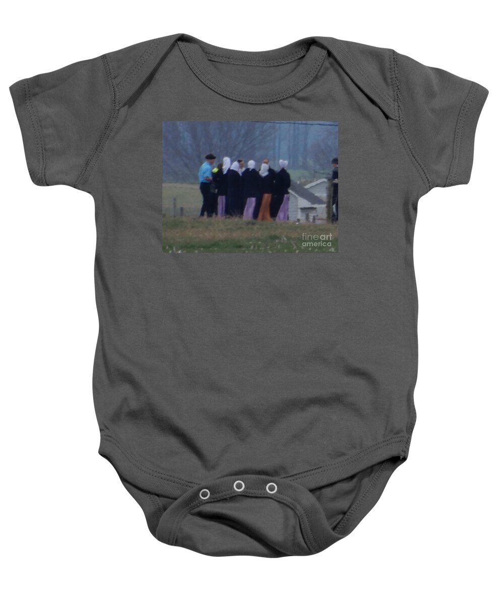 Amish Baby Onesie featuring the photograph Youth Group by Christine Clark