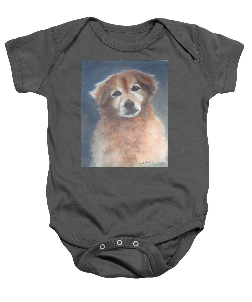 Dog Baby Onesie featuring the painting Ziggy by Paula Pagliughi