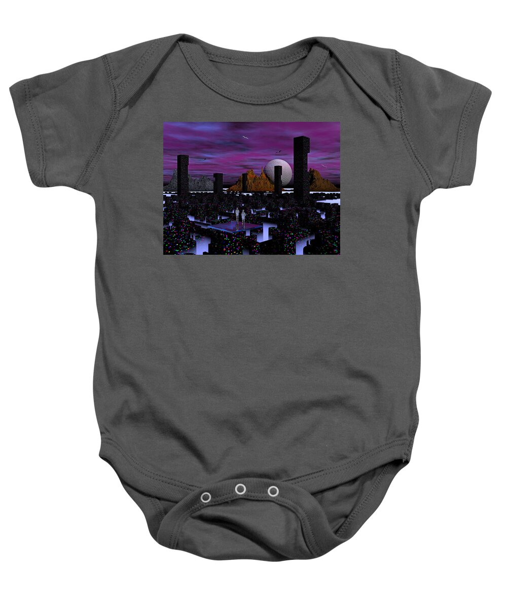 Factory Baby Onesie featuring the photograph Zorg Cyborg Factory by Mark Blauhoefer