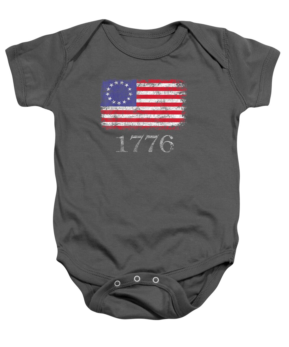 girls' Novelty Clothing Baby Onesie featuring the digital art Betsy Ross Shirt 4th Of July American Flag Tshirt 1776 Retro by Pham Michael