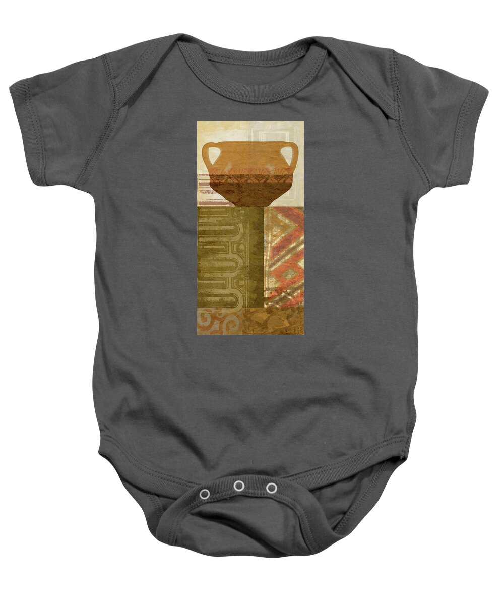 Asian & World Culture+urns & Vases Baby Onesie featuring the painting Ethnic Pot Iv #1 by Alonzo Saunders