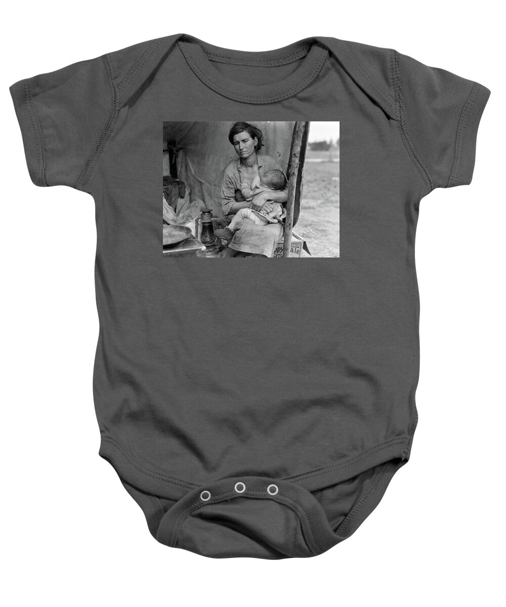 Depression Baby Onesie featuring the photograph Migrant Farm Worker's Family In Nipomo California, 1936 by Dorothea Lange