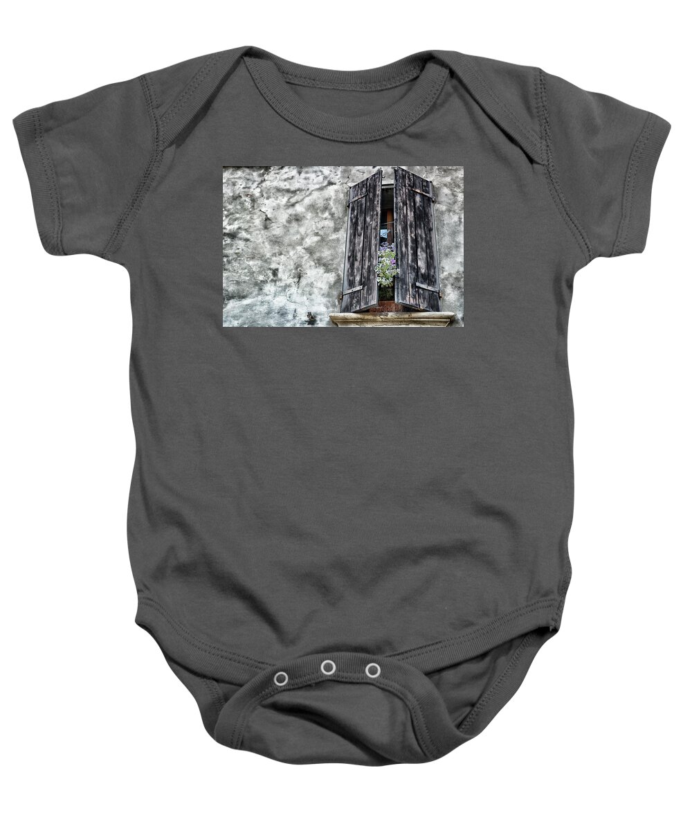 Old Baby Onesie featuring the photograph Old windows #1 by Vivida Photo PC