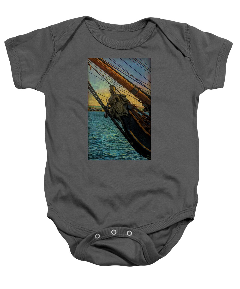 Figurehead Baby Onesie featuring the photograph Ships figurehead #1 by Cathy Anderson
