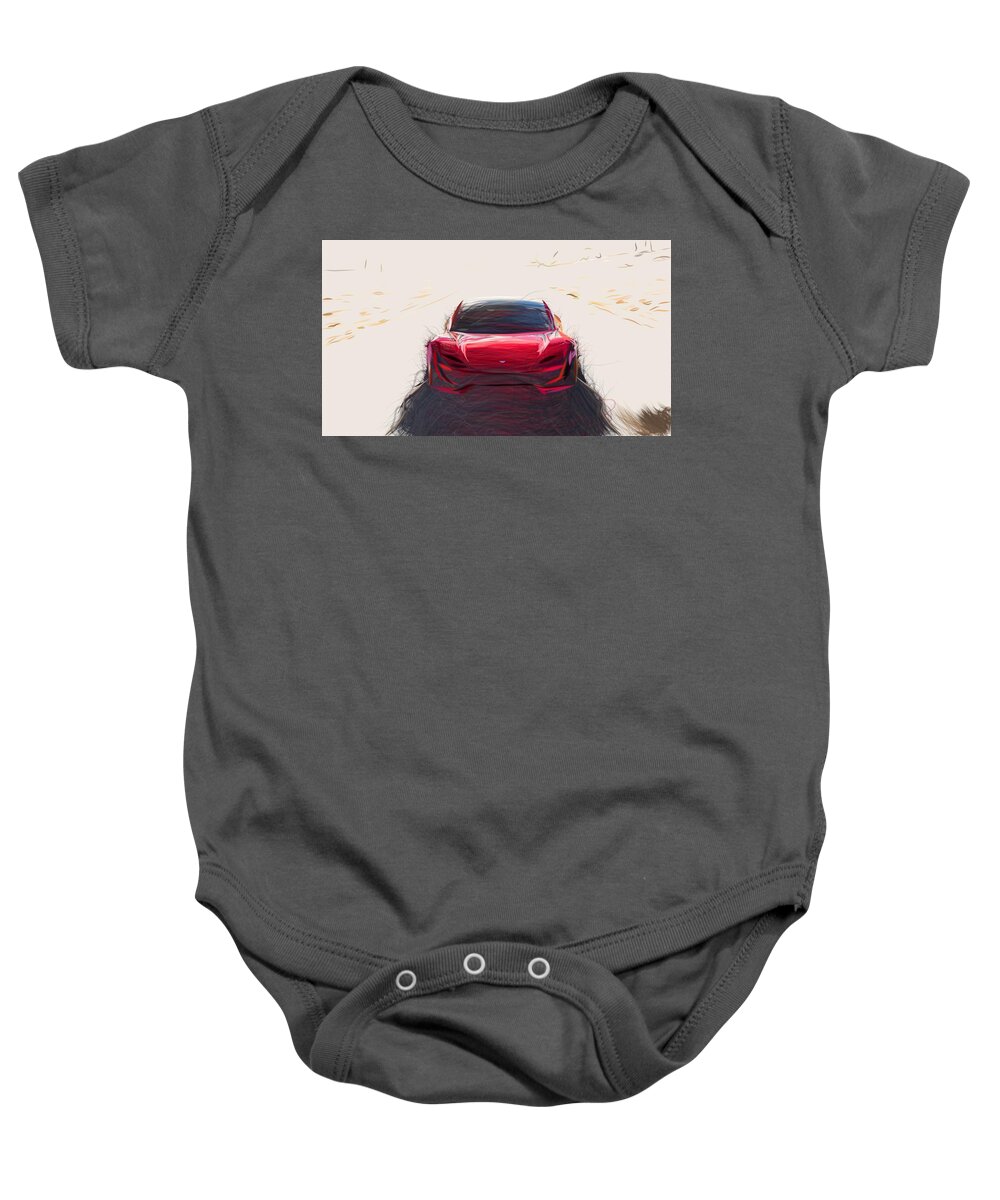 Tesla Baby Onesie featuring the digital art Tesla Roadster Drawing #2 by CarsToon Concept