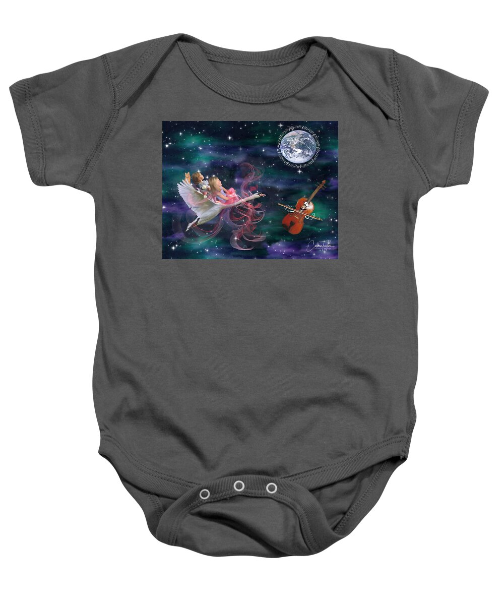 Children's Paintings Baby Onesie featuring the mixed media We're Off on a Journey by Colleen Taylor