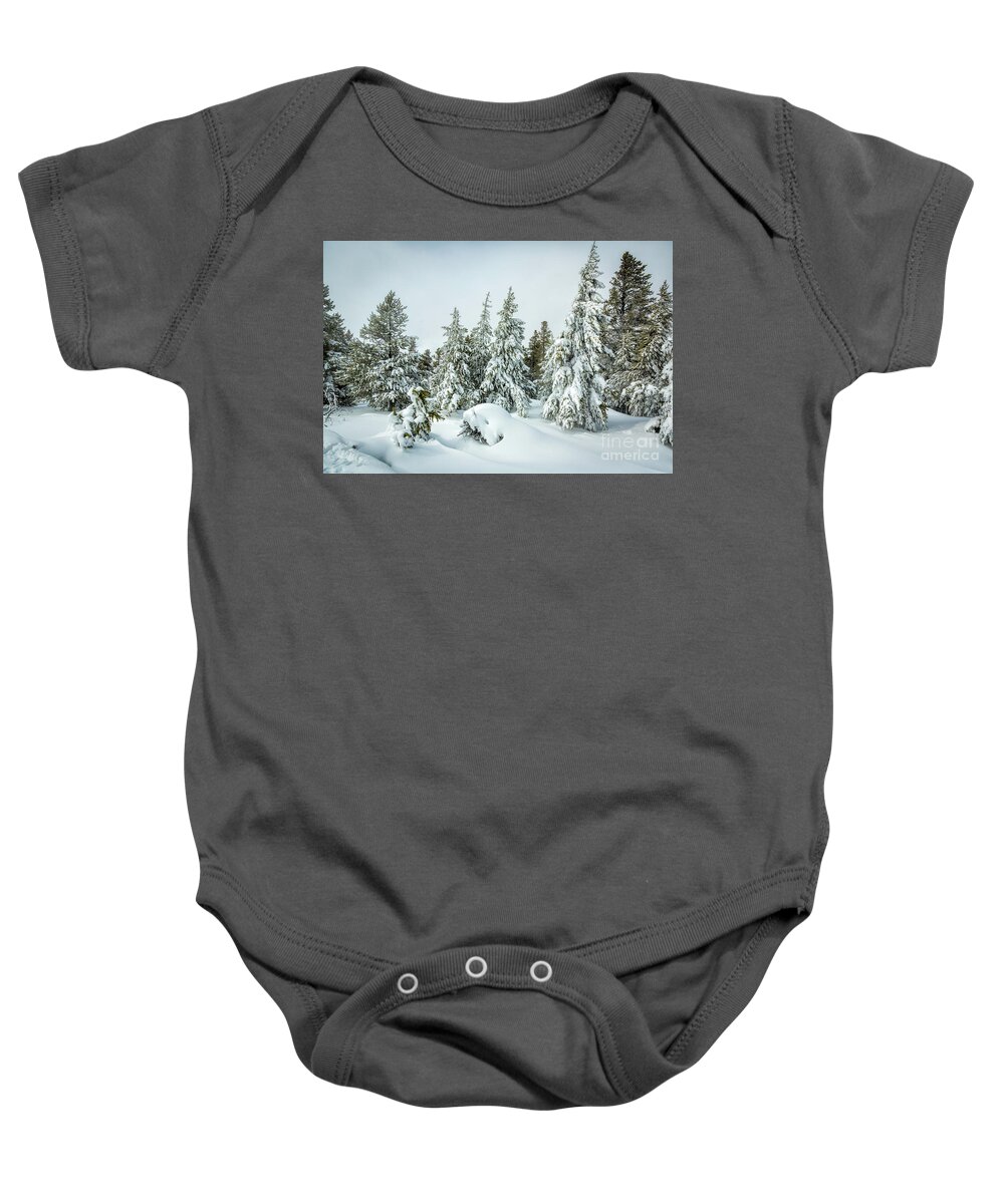  Yellowstone Baby Onesie featuring the photograph Yellowstone Winter Scenery 3 #1 by Timothy Hacker