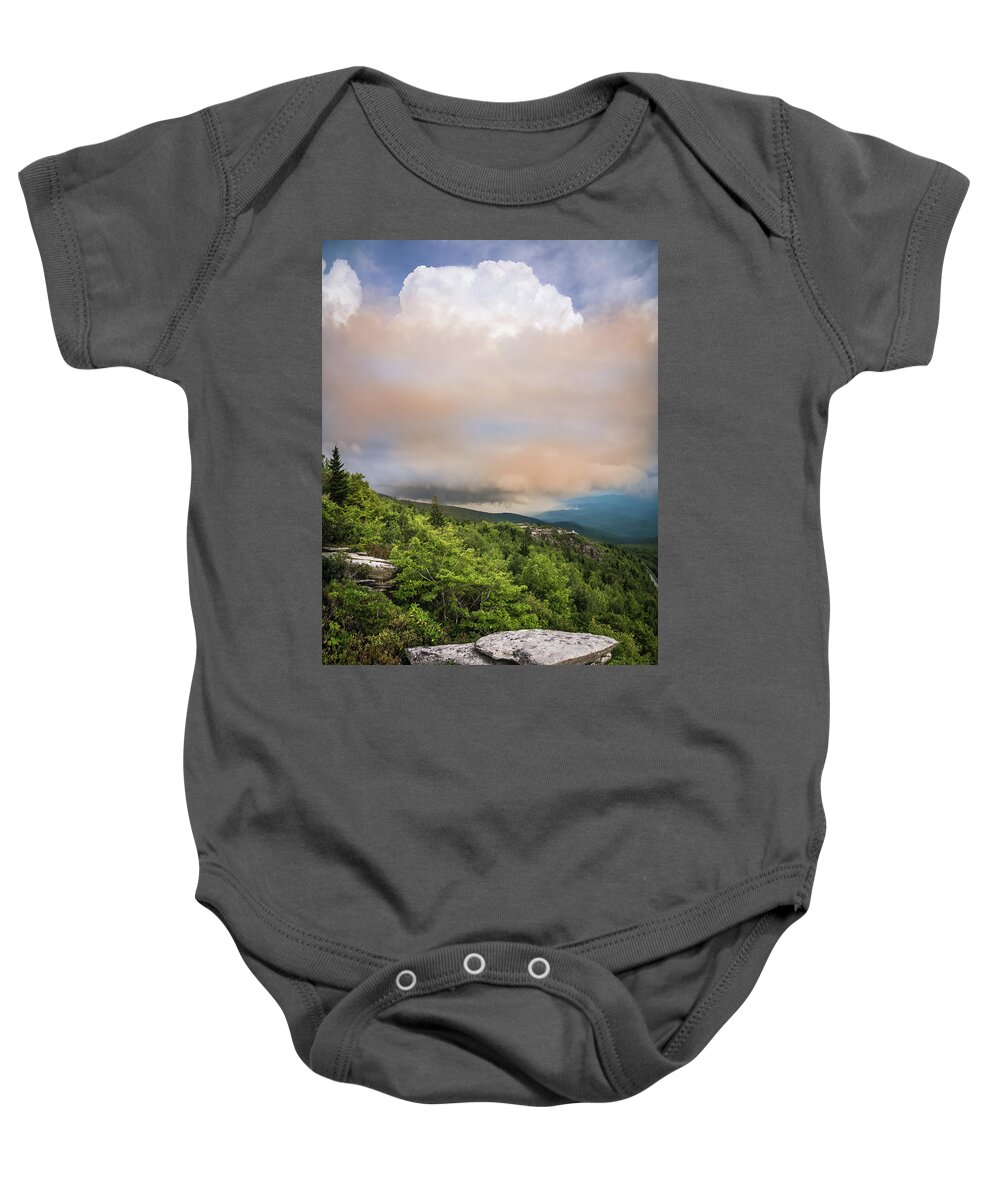 Light Baby Onesie featuring the photograph Rough Ridge Overlook Viewing Area Off Blue Ridge Parkway Scenery #12 by Alex Grichenko