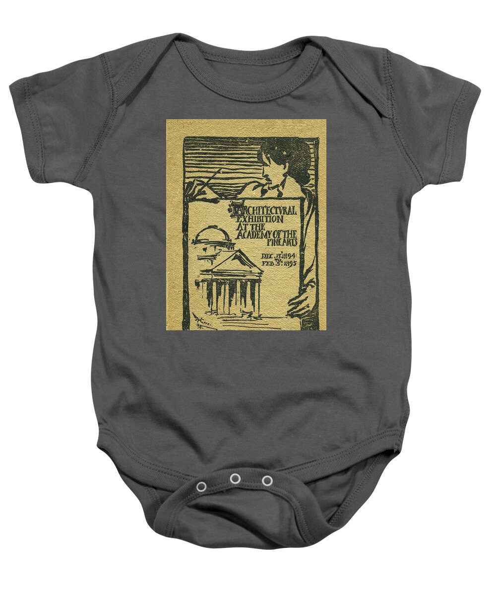 Pennsylvania Academy Of The Fine Arts Baby Onesie featuring the mixed media 1894-95 Catalogue of the Architectural Exhibition at the Pennsylvania Academy of the Fine Arts by Wilson Eyre Jr