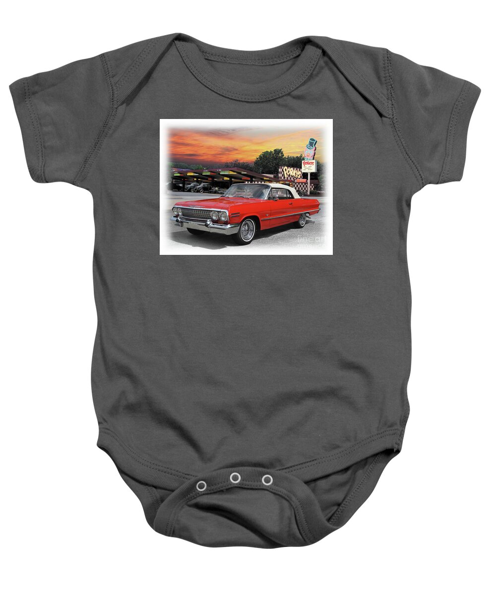 1963 Baby Onesie featuring the photograph 1963 Chevrolet Impala Convertible by Ron Long