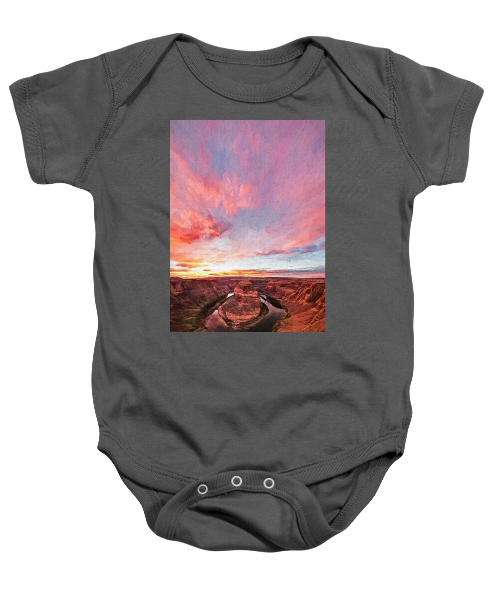 Art Baby Onesie featuring the digital art 180 Degrees of Sunset #2 by Jon Glaser