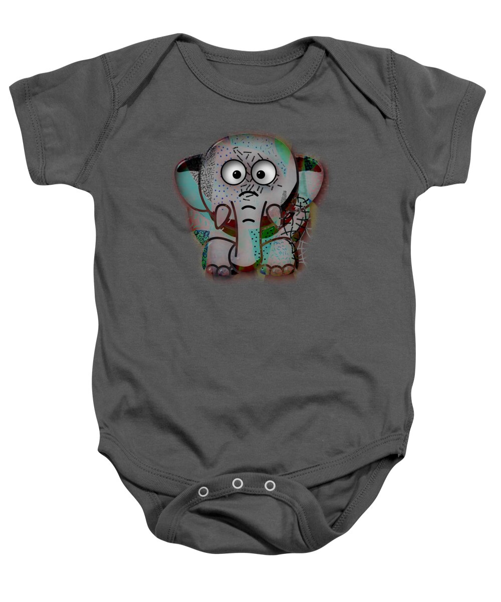 Baby Elephant Baby Onesie featuring the mixed media Baby Elephant #2 by Marvin Blaine