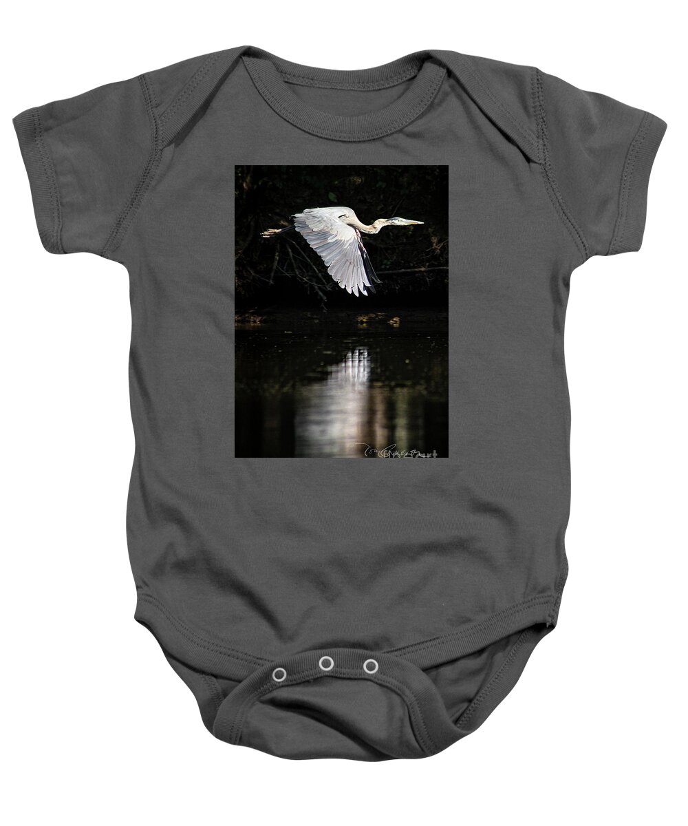 Farmingtion River Baby Onesie featuring the photograph Blue Ballet #2 by Tom Cameron